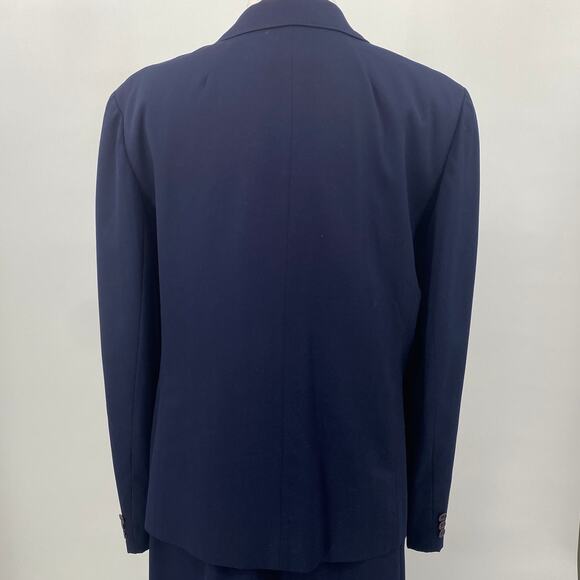Vintage 80s Pendleton Wool  Skirt Suit Set Over the Knee Pencil Navy Blue 10 - Picture 6 of 11